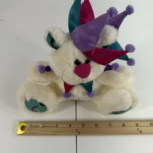 Vintage Cloud 9 Jester‎ Joker White Teddy Bear Stuffed Animal Plush Toy 9" thumbnail 9