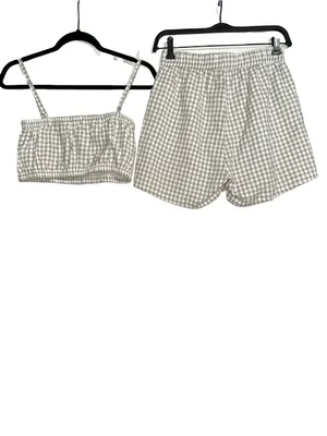 NWT Laude The Label Gingham Bandeau Cotton Shorts Set XS thumbnail 3