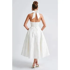 NWT Babyboo Effie Ivory Floral Jacquard Halter A-Line Midi Dress Womens Size M thumbnail 14