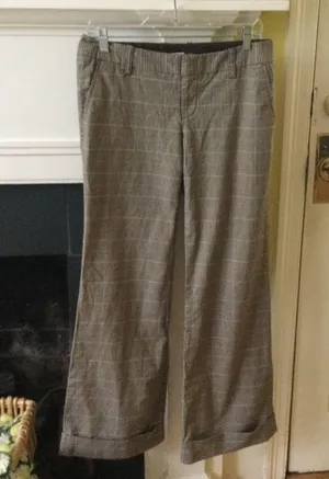 Gap Vintage Y2K Stretch Glen Plaid Flare Cuffed Trousers - Sz 6 thumbnail 13