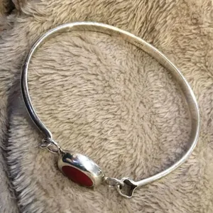 TAXCO Sterling Silver Red Jasper Cabochon Accent Bracelet thumbnail 6