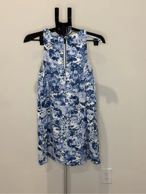 Abercrombie & Fitch Blue Floral Linen Blend Shift Dress XS thumbnail 4