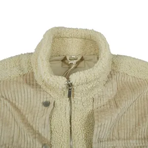 BLANKNYC‎ Women's Large Sherpa Corduroy Mixed Media Jacket Tan Cream Cozy City thumbnail 6