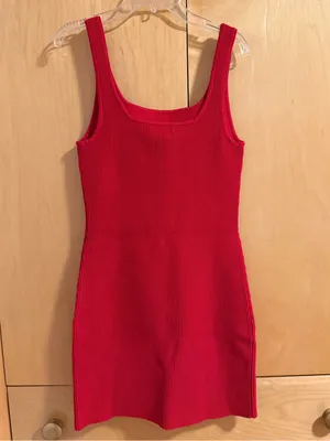Babaton Sculpt Knit Squareneck Mini Dress red thumbnail 8