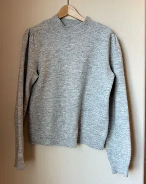 A Loves A Mock Neck Knit Sweater Gray Size Large thumbnail 1