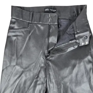 Zara Faux Leather High Rise Trousers Black Size US S thumbnail 4