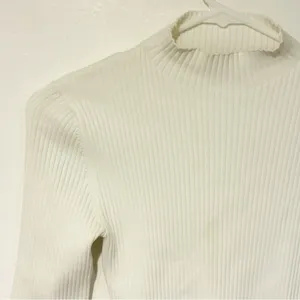 Babaton Aritzia Size XS White Ribbed Ambrosia Sculpt Knit Tie Back Top thumbnail 3