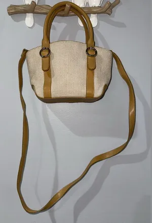 Fossil Small Woven Hand‎ Bag Cream and Tan Sunday Best Crossbody M thumbnail 1