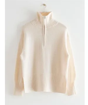 & Other Stories Cream Half Zip Sweater thumbnail 1
