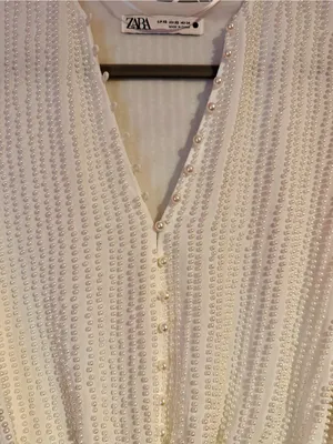 ZARA | Limited Edition Pearl Embellished Cropped Blouse, XS thumbnail 3
