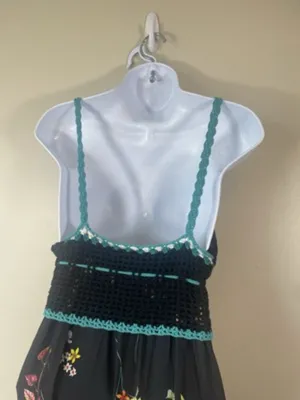Willow & Clay Floral Crochet Top Maxi Dress, V-neck Spaghetti straps, Size M‎ thumbnail 6