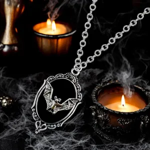 Retro‎ Gothic Style Oval Vampire Bat Pendant Necklace Fashion Collarbone Chain thumbnail 3