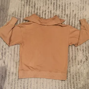 Aerie Oversized Quarter Zip Sweatshirt Tan‎ Ribbed Trim Pullover XS thumbnail 7