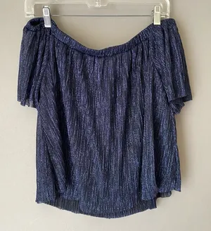 Lush sz M blue‎ metallic off shoulder boho blouse thumbnail 1