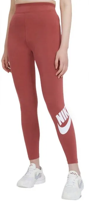 Nike women Rose Red Logo Leggings Size Medium thumbnail 1