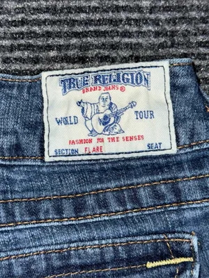 RARE Vintage True Religion Low Rise Twisted Flare Jeans 26 x 33 Flap Pockets y2k thumbnail 6