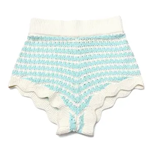 For Love & Lemons Lizzy Stripe Knit Shorts Bloomers Mint Scalloped High Waist M‎ thumbnail 1