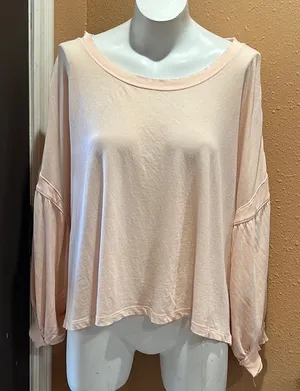 Free people blush pink bell sleeve Blouse thumbnail 1