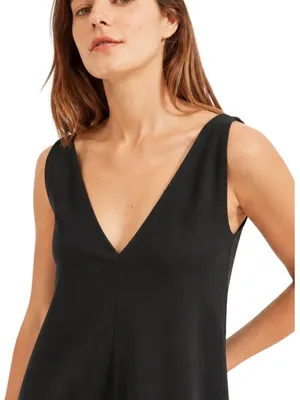 Everlane The‎ Deep V-Neck A-Line Mini 00 Black Dress thumbnail 3