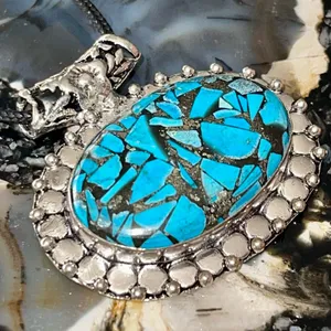 Spiny Turquoise in Copper Pendant 1 1/2”x 1 1/2” thumbnail 3