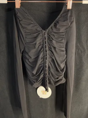 Black Long Sleeve front closure Princess Polly Top thumbnail 1