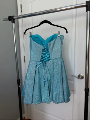 Sherri Hill Strapless Light Blue Dress thumbnail 3