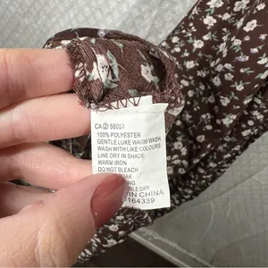 Petal + Pup Brown Floral Smocked Open Sides Boho Maxi Dress‎ thumbnail 4