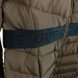 GUESS‎ Janina Brown Long Line Faux Fur Hood Full Zip Down Puffer Jacket Size L thumbnail 4