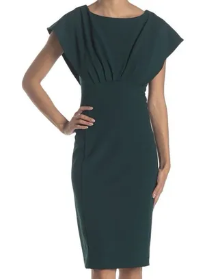 Calvin Klein Green Short Sleeve Stretch Crepe Sheath Dress Office Wedding 6 thumbnail 1