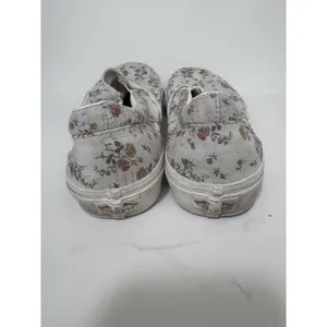 VANS Floral Slip On Canvas Sneakers White Pink Yellow Green Women's Low Top thumbnail 4