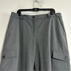 LOFT Cargo Wide Leg Trouser Pants Grey Size 14 Work Office Corpcore thumbnail 2