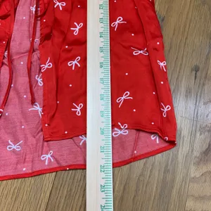 Aerie Red Bow Polka Dot Tie Front Satin Short Sleeve Top Women's Size Medium NWT thumbnail 4