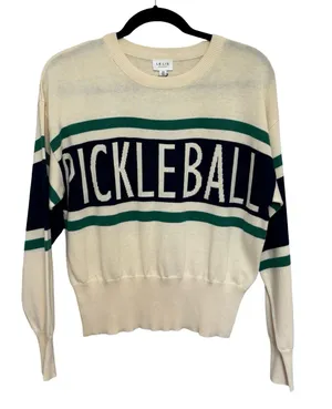 NEW Le Lis Pickleball Graphic Crewneck Preppy Sweater 100% Cotton - Size XS thumbnail 1
