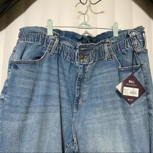 AVA•VIV cinched waist denim blue jeans thumbnail 3