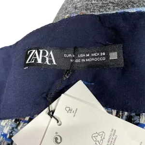Zara‎ Tweed Weave Mini Skirt in Blue Denim Combination Size Medium thumbnail 8