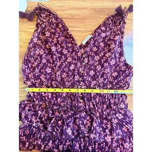 Ulla Johnson Noelle Floral Silk Blend Mini Dress Burgundy Ruffle Tassel 4 thumbnail 11