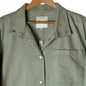 Madewell Jacket Women Medium Sage Green Southlake Military Tie Waist‎ Coat NWT thumbnail 5