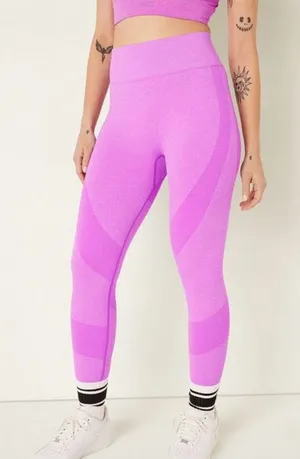 PINK Victoria’s Secret House Party Pink Marl Seamless High Waist Leggings‎ NEW thumbnail 1