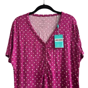 Posh Peanut Pajama Top Short Sleeve Bamboo Dainty Floral Sleep Loungewear NWT thumbnail 3