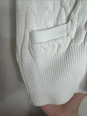 Ralph Lauren Off White Classic Cable-Knit Cardigan Short Sleeve Sweater size S thumbnail 5