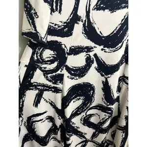 Nina Leonard White &Navy Abstract A Line‎ Midi Dress Sz Small thumbnail 3