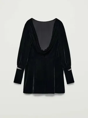 Zara THE ITEM Black Velvet Dress‎ size L thumbnail 6