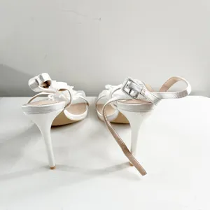 Lulus Aerianna Satin Floral Rosette Ankle Strap Square Toe Sandals White 8 thumbnail 9