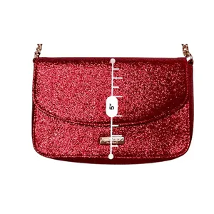 Jimmy‎ Choo Parfume Red Glitter Good Chain Clutch Shoulder Handbag COA thumbnail 7