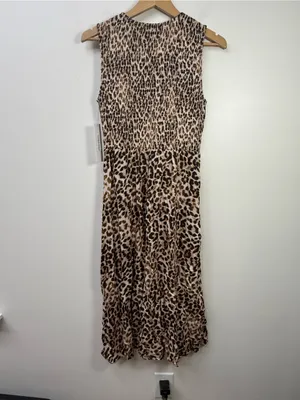 Calvin Klein Leopard-Print Sleeveless Midi Dress - Brown, Black thumbnail 4