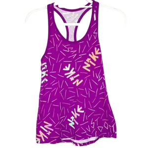 The Nike Tee Purple Allover Graphic Logo Athletic Racerback Tank Small thumbnail 2