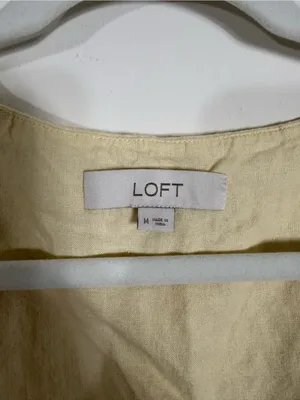 LOFT Square Neck Butter Yellow Linen Blend Sleeveless Top Medium thumbnail 4