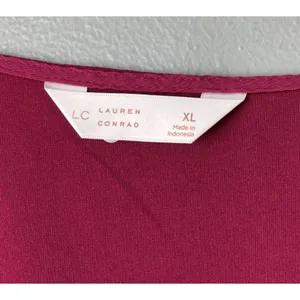 LC Lauren Conrad Top Size XL Berry Sheer Ruffled Romantic Feminine Lace Trimmed thumbnail 7