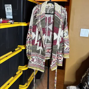 Free People Wild Wild West Southwest Belted Cardigan Size M/L Oversized thumbnail 5