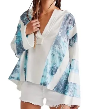 Free People We The Free Bell Sleeve Top Oversized Cotton Boho Small thumbnail 1